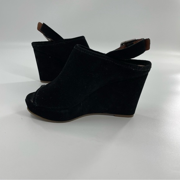 Lucky Brand Jemadine Suede Platforms Slingback Peep Toe in Black - Picture 2 of 7